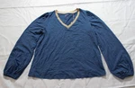 Boden Women's Metallic Trim V-neck Top CD4 True Navy Size US:8 UK:12. Fixed Price $16.24.