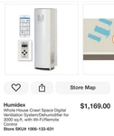 Humidex Whole House Crawl Space Dehumidifier With Pump Paid $1680. Fixed Price $750.00.