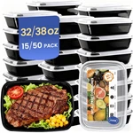 Eco Maicoco 15 32OZ Meal Prep Containers Reusable / Pack, Black. Fixed Price $21.38.