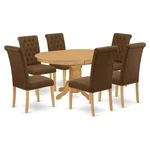 East West Furniture Avon 7-PIECE Wood Dining Set Oak/dark Coffee. Fixed Price $1119.98.
