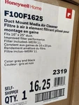 Honeywell Home F100F1625 Merv 11 Media Air Cleaner, 16" X 25" 4", Gray. Fixed Price $143.00.
