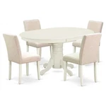 East West Furniture Avon 5-PIECE Wood Dining Set With Fabric Seat White. Fixed Price $701.80.