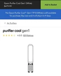 Dyson Purifier Cool GEN1 TP10 Purifying Fan (white). Ships Box Shown.. Fixed Price $263.33.