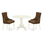 East West Furniture Dublin 3-PIECE Wood Dining Set Linen White/dark Coffee. Fixed Price $470.65.