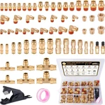 64 Pcs Brass Dot Air Line Fittings Kit Push Lock & Quick Connect Npt Th. Fixed Price $94.78.
