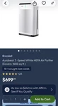 Brondell Aurabeat NSP-X1 Hepa Air Purifier 5-STAGE White Digital 1655 Sq Ft. Fixed Price $448.95.