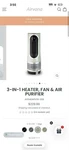 Airvana AV540APHTR-SGE Tower Heater Fan Purifier Hepa Sage Touch Control. Fixed Price $100.00.