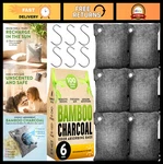 6 Pack Bamboo Charcoal Odor Absorber Bags - Air Purifier For Home, Closet, Car. Fixed Price $31.99.
