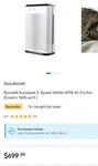 Brondell Aurabeat 3 -speed White Hepa Air Purifier (covers: 1655-SQ Ft ). Fixed Price $199.99.