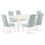 East West Furniture Capri 7-PIECE Wood Dining Set Linen White/baby Blue. Fixed Price $873.95.