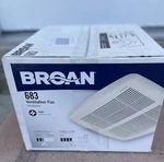 Broan Ventilation Fan Model 683 - 80 Cfm, 2.5 Sones Bathroom Exhaust Open Box. Fixed Price $50.00.