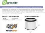 Greenlite Air Purifier Replacement Filter H13 True Hepa G-PURE-15W. Fixed Price $12.90.