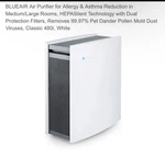 Blueair Classic 605 Purifier For Large Rooms, Hepasilent Tech With Wifi. Fixed Price $200.00.