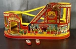 Vintage 1950 J. Chein Tin Mechanical Windup Roller Coaster Toy W/original Cars. Fixed Price $110.95.