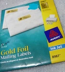 Avery 8987 Gold Foil Return Address Labels 3/4X2-1/4 Ink Jet 270 Sheets. Fixed Price $10.00.
