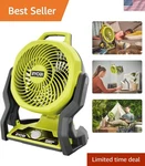 RF18-0 18V One+ Cordless 3-SPEED Whisper Fan Bare Tool, Hyper Green. Fixed Price $124.34.