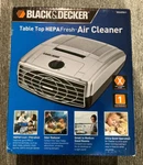 Black & Decker Tabletop Hepa Air Cleaner Model BXAP041 (new In Box). Fixed Price $40.00.