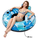 53 Inflatable River Tube For Floating Heavy Duty, Backrest, Cup Holder, Handle. Fixed Price $29.99.