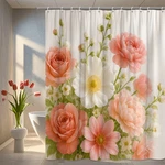 Floral Shower Curtain - Pink And White Flowers Design For Home Decor. Fixed Price $19.99.