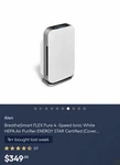 Alen Breathesmart Flex True Hepa 4-SPEED White Energy Star Quiet Air Purifier. Fixed Price $199.99.