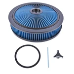 14" X 3" Air Cleaner Set Super Flow Washable Element Blue Recessed Black Top. Fixed Price $42.40.