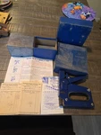 Vintage Markwell L3 Staple Tacker Gun Heavy Duty Metal Blue Made Usa Box Papers. Fixed Price $149.99.
